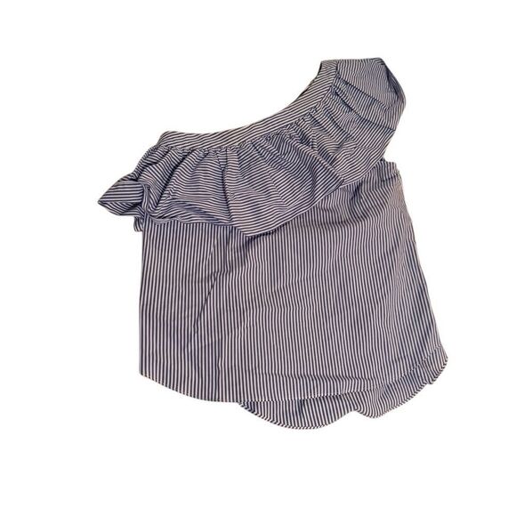 Veronica Beard Size 4 One Shoulder Blue/White Stripe Top Great Cond. Non Smoking - Picture 3 of 16